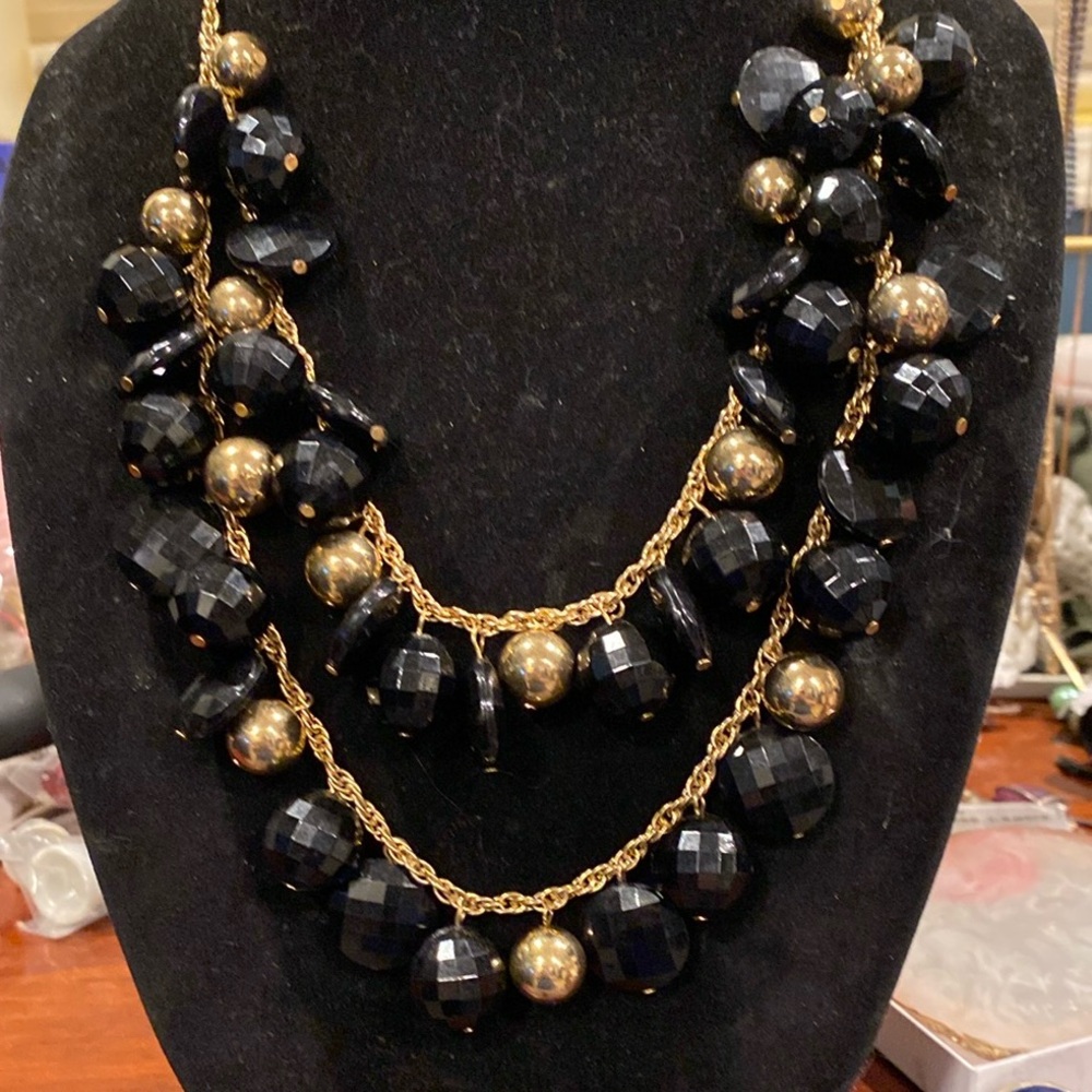 Kate Spade Chunky Black Faceted Beads with Gold Tone  Accents.  Heavy